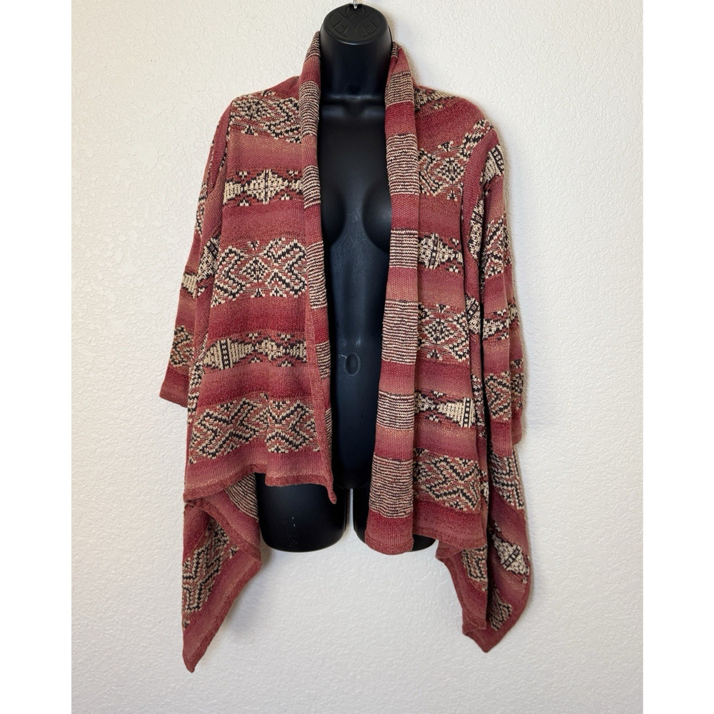 Lauren Ralph Lauren Southwestern Shawl Cardigan S/M Cotton Linen Silk Boho - Picture 4 of 12